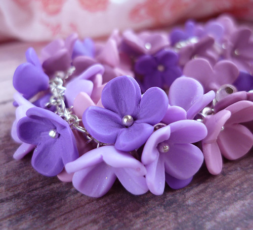 Violet flowers (náramek/náhrdelník) — foto 1