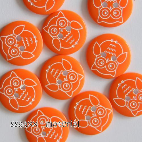 Knoflík ~ oranžová sovička ~ 18 mm ~ 2ks