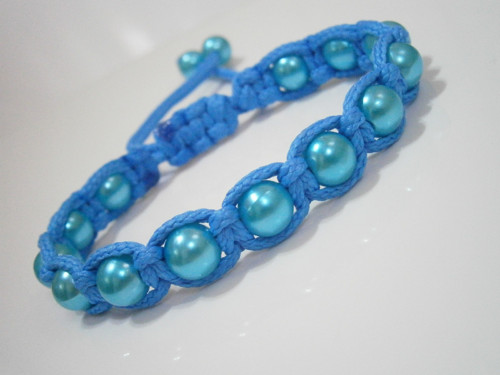 Modrý náramek (macramé/shamballa) - Unisex — foto 1