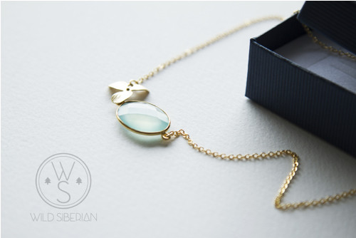 Nebesky modrý chalcedon - náhrdelník — foto 1