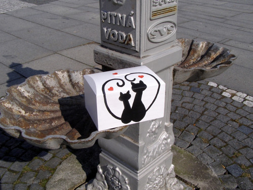 Dřevěná kasička - Láska kočičí