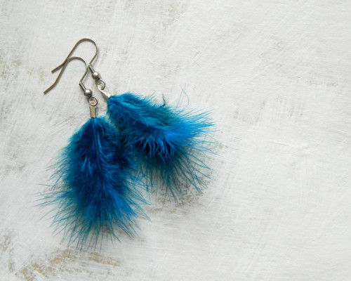 Peříčkové náušnice marabou - kolekce "mini" — foto 1