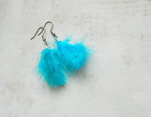 Peříčkové náušnice marabou - kolekce "mini" — foto 1
