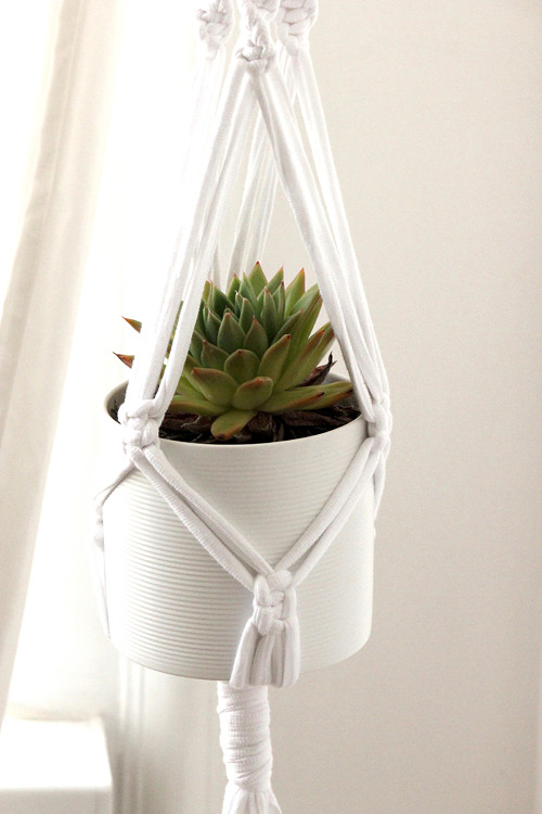 Macramé white - závěs na květiny — foto 1