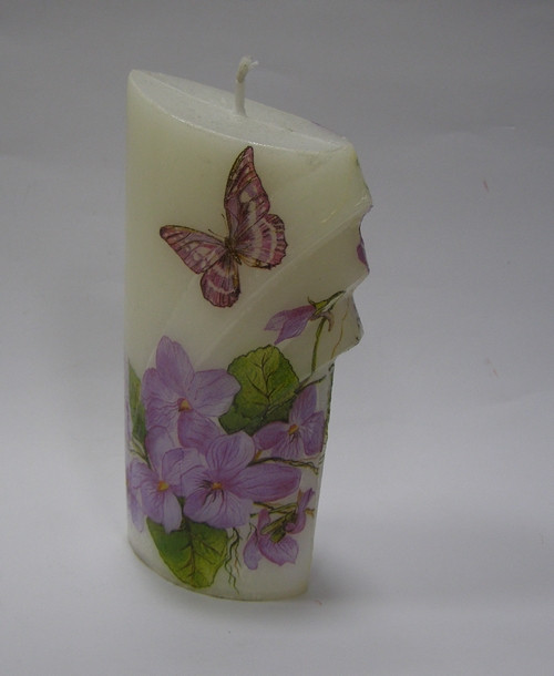 Svíčka archa 16 x 8 cm - Fialky motýl
