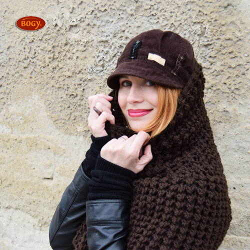 Čokoládově hnědá manšestrová bekovka, s poutky — foto 1