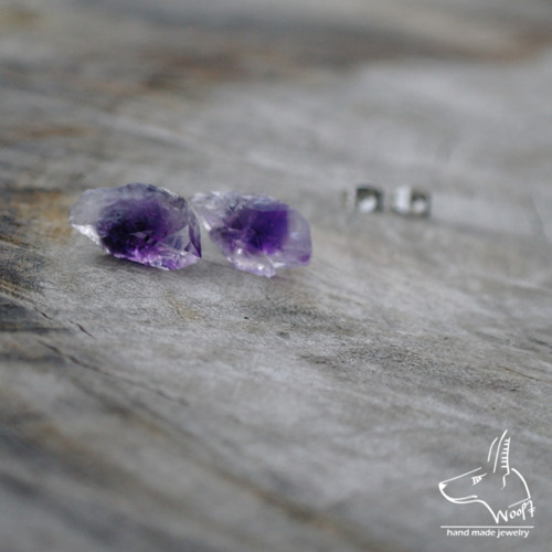 Ametystové náušničky - rough crystal — foto 1
