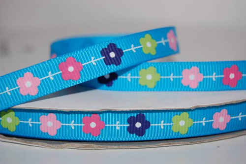 Stuha rypsová š.10 mm: Chevron - Flowers