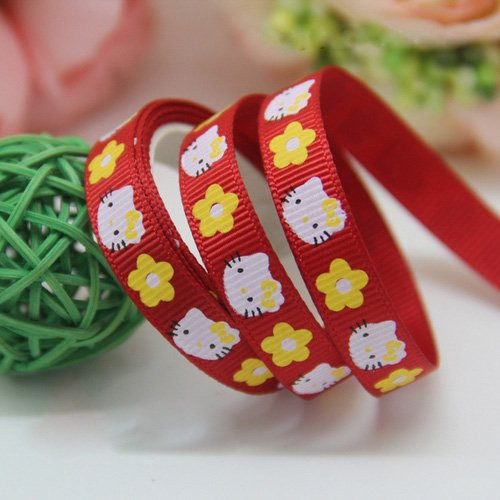 Stuha rypsová š.10 mm: Chevron - Kitty Red