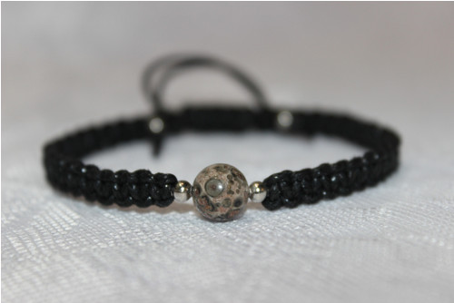 JASPIS LEOPARD Náramek macramé s minerálem — foto 1