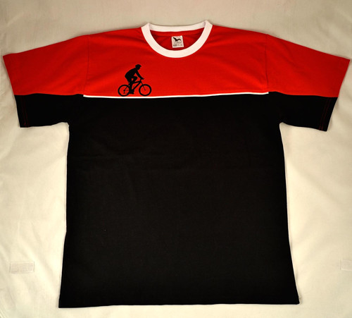Červeno-černé tričko s černým cyklistou (XL)-SLEVA