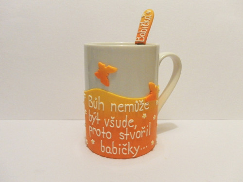 Pro babičku - porcelánový hrníček se lžičkou