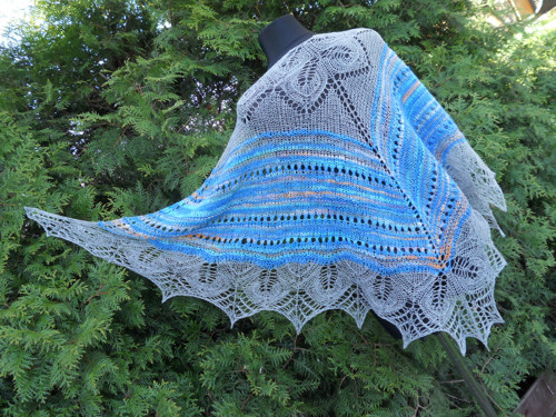 Pléd, šátek - Blue... ručně předené merino — foto 1