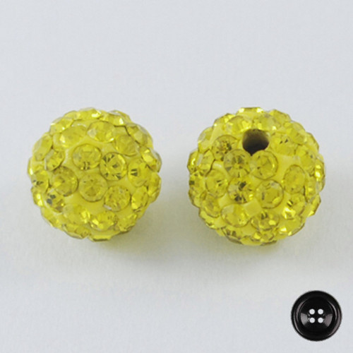 Korálky Schamballa pr.10mm (2ks) - citrín