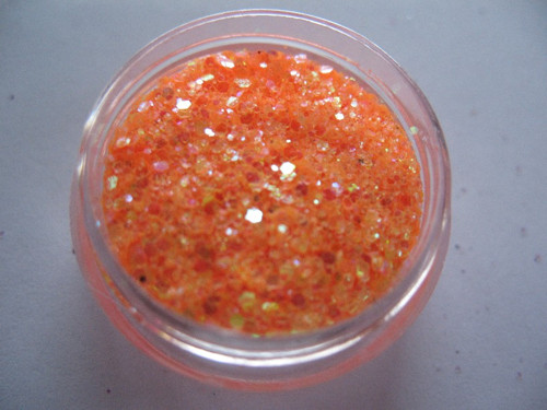 Mix glitrů a hologramů - sv. oranžové