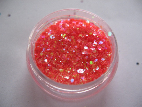 Mix glitrů a hologramů - korálová