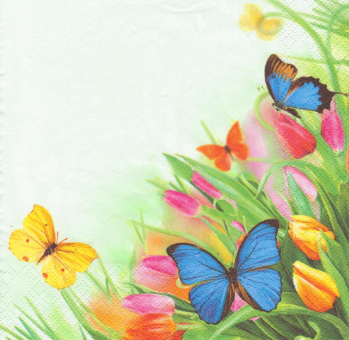 Ubrousek - motýlci s tulipány — foto 1
