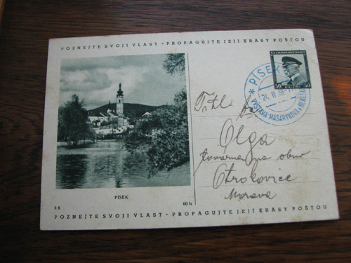 Písek - dopisnice, 1938 — foto 1