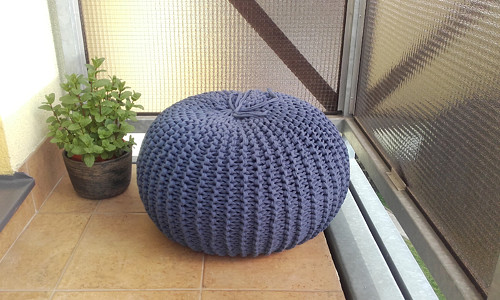 Puff velký šedomodrý /průměr 57cm, výška 30cm/ — foto 1