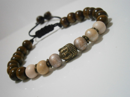 Dřevěný náramek s Buddhou - Unisex — foto 1
