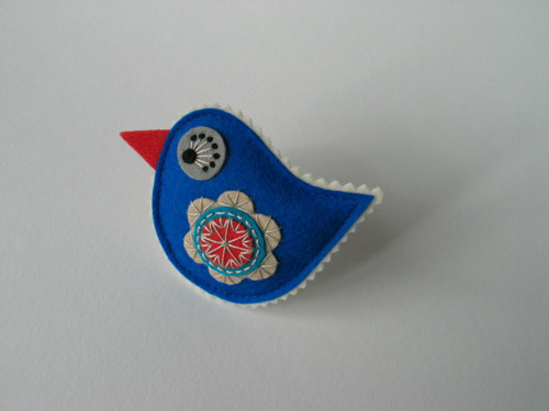 Brož ptáček- "MARINE"; modrá (Royal Blue) — foto 1