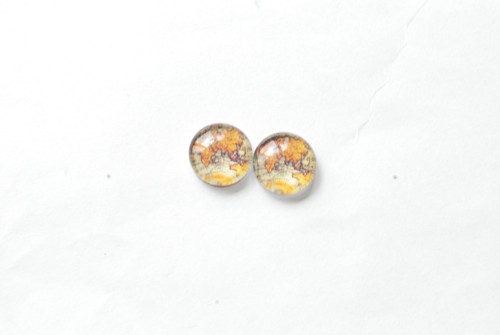 Skleněný kabošon "Starodávné mapy", 12 mm, pár