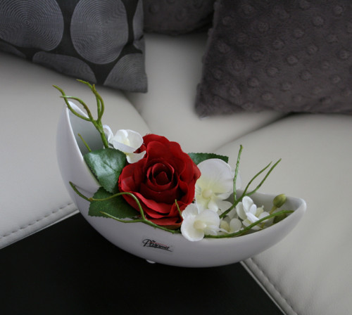 Keramický měsíček s růží a orchidejemi — foto 1