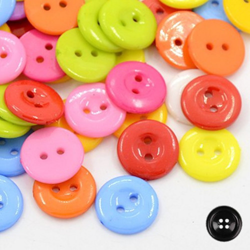 Knoflík plast 2 dírky, pr.15mm (20ks) -barevný mix