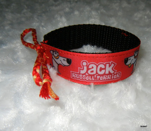 Náramek taft 2cm jackrussell červený