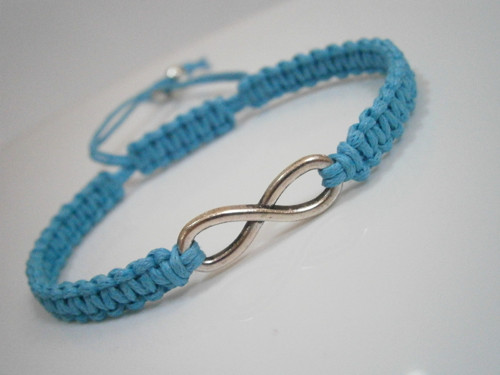 Infinity náramek - tyrkysový (macramé) - Unisex — foto 1