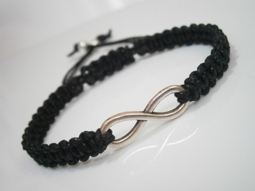 Infinity náramek - černý (macramé) - Unisex — foto 1