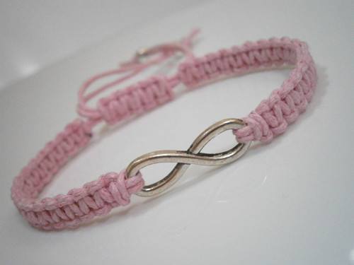 Infinity náramek - růžový (macramé) — foto 1