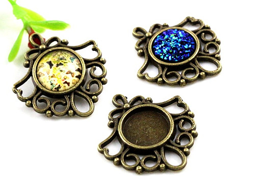 Přívěsek s lůžkem Ø12mm/Starobronz/1ks