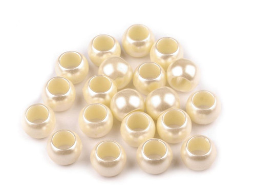 Korálky s velkým průvlekem smetanové 7x10mm, 4ks