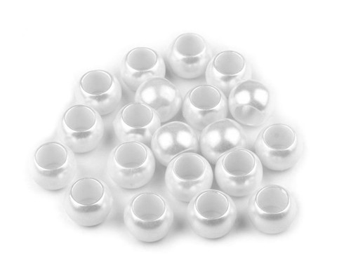 Korálky s velkým průvlekem matně bílé 7x10mm, 4ks