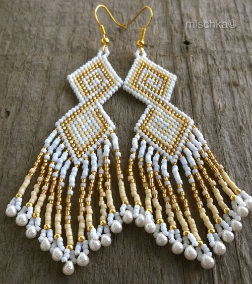 Náušnice "Etno" zlatobílé — foto 1