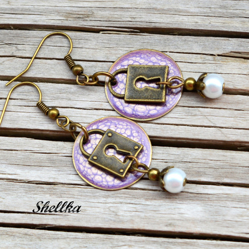 Náušnice ,,WHITE & PURPLE,, — foto 1
