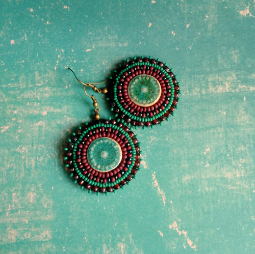 Pottery earrings n.2 - vyšívané náušnice — foto 1