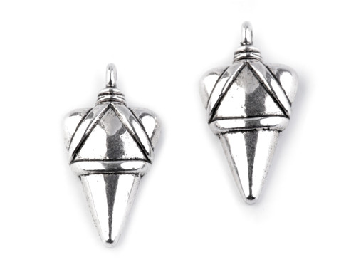 Přívěsek, hrot, platina, 17x33 mm, cena za 2 kusy