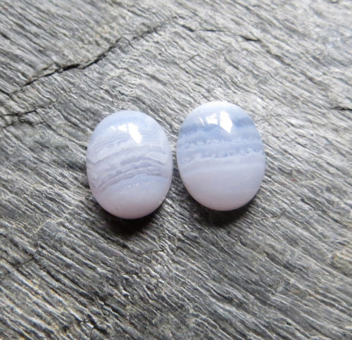Modrý chalcedon 8x10mm; pár č.2 — foto 1
