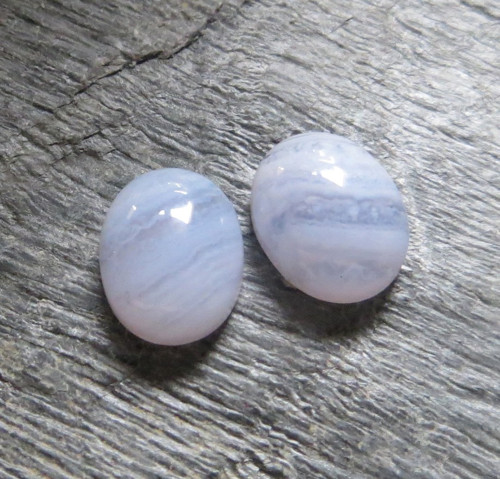 Modrý chalcedon 8x10mm; pár č.5 — foto 1
