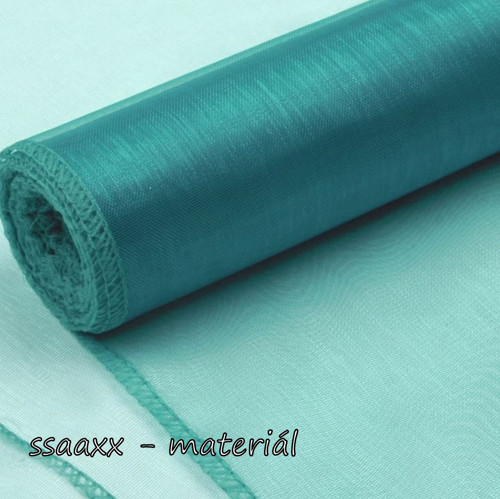Organza ~ obšitá 21cm ~ 1m ~ tyrkysová