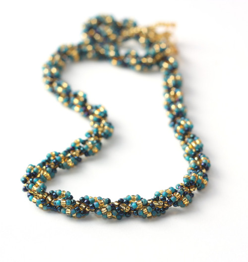 Gold & turquoise spiral rope náramek — foto 1