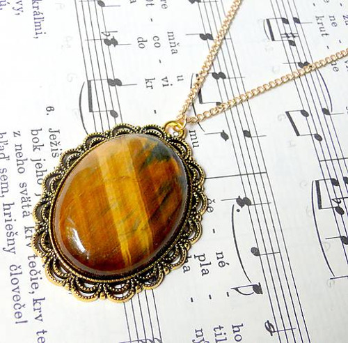 Tiger Eye in Gold / Náhrdelník s tygřím okem