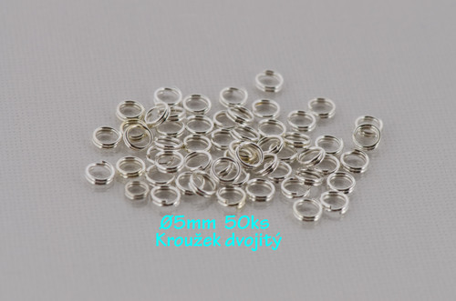 Dvojitý kroužek- spojovací 5mm 50ks platina