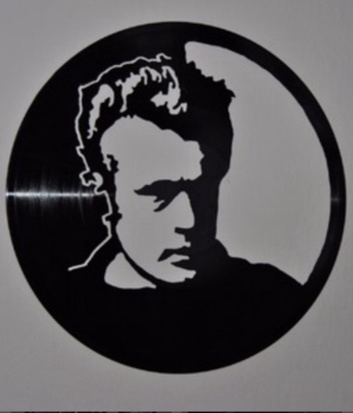 Ručně vyřezaný portrét do Gramo desk - James Dean