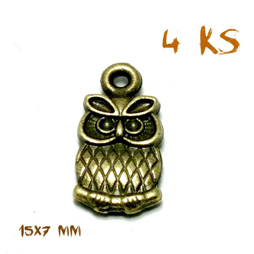 Přívěsek SOVIČKA MINI bronz ANTIQUE 15x7mm 4ks — foto 1