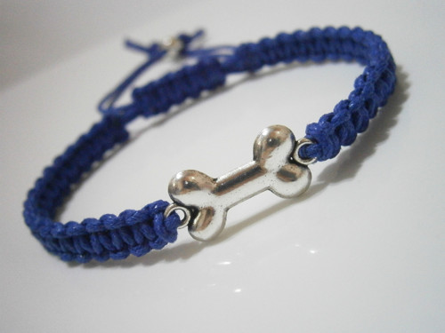 "Psí kost" - modrý náramek (macramé) - Unisex — foto 1