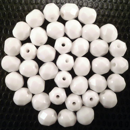 Broušené korále 6 mm White Chalk - 30 ks