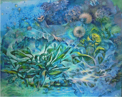 Pod závojem snů - akryl, plátno 40x50 cm